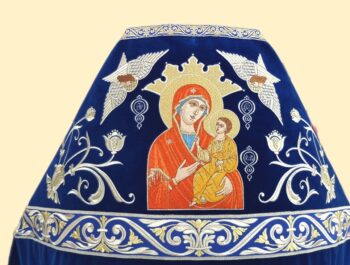Оплечье вышитое "Иверское" с иконой и Серафимами 