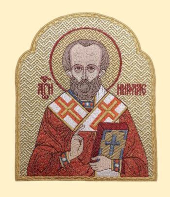 Икона вышитая "Святитель Николай" в арке 