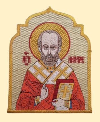 Икона вышитая "Святитель Николай" в домике 